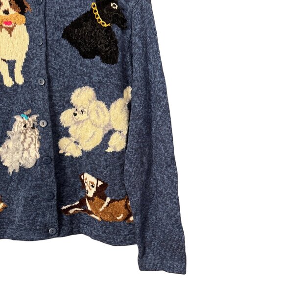 Vintage Dog Sweater, Eclectic 90s Knit Cardigan, Maximalist Cute Dog Cardigan - Picture 6 of 8